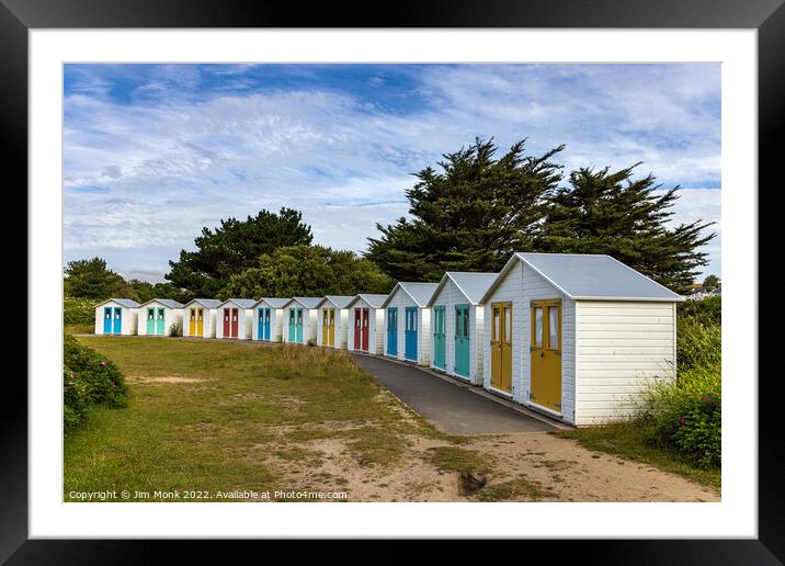 Beach Huts, Par Beach Framed Mounted Print by Jim Monk