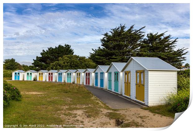 Beach Huts, Par Beach Print by Jim Monk