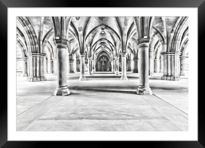 Glasgow University Cloisters  Framed Mounted Print by Valerie Paterson