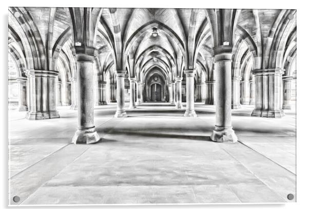 Glasgow University Cloisters  Acrylic by Valerie Paterson
