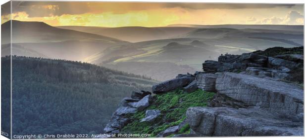 Bamford Edge at sunset Canvas Print by Chris Drabble