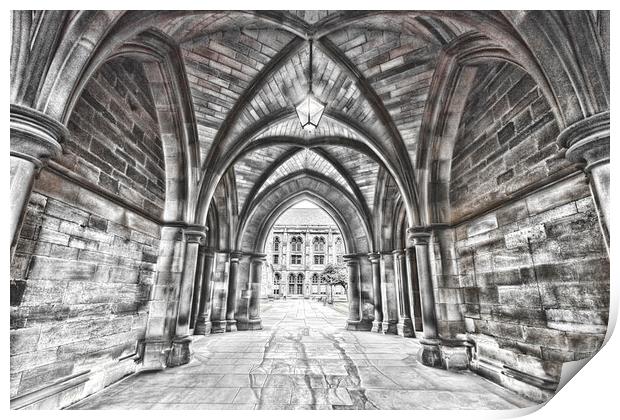 Archway into Glasgow University Print by Valerie Paterson