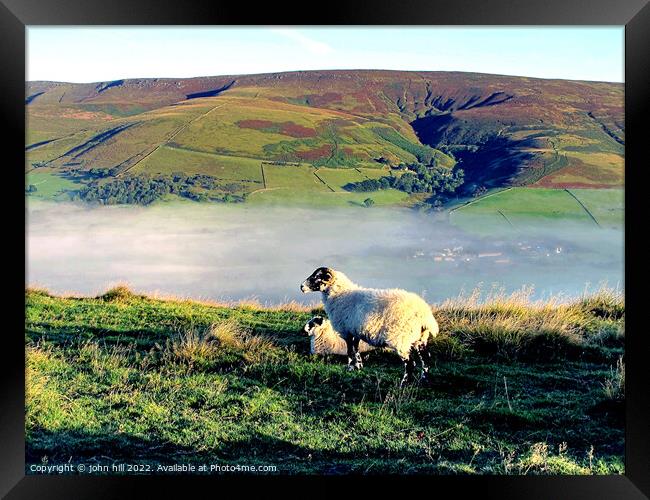 Morning mist in Edale valley Derbyshire Framed Print by john hill