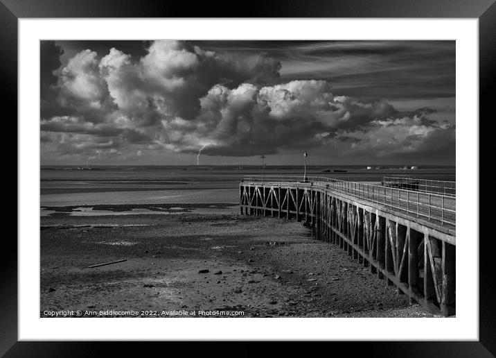 Abandoned pier awaiting the storm Framed Mounted Print by Ann Biddlecombe