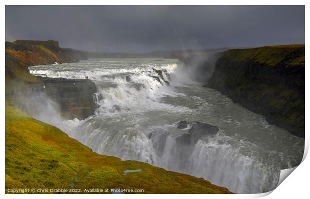 Gullfoss Falls Print by Chris Drabble