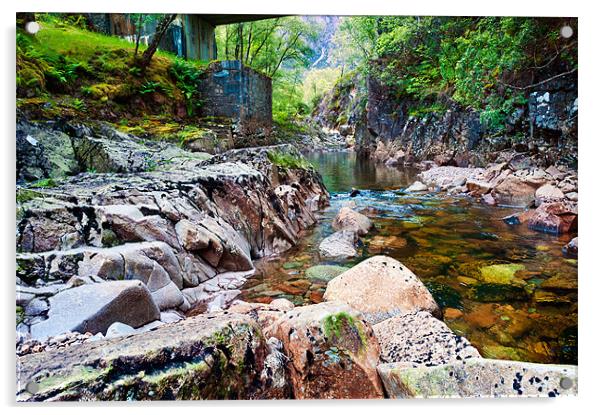 Rocky stream, River Etive Acrylic by Stephen Mole