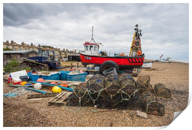 Colourful fishing gear on Aldeburgh Beach Print by Jason Wells