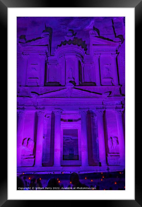 Purple Treasury Illuminated Night Petra Jordan  Framed Mounted Print by William Perry