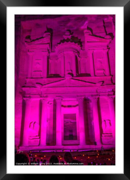 Pink Treasury Illuminated Night Petra Jordan  Framed Mounted Print by William Perry