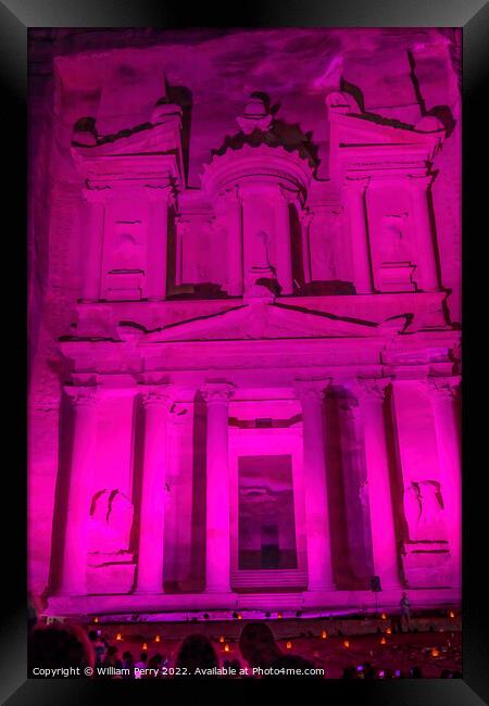 Pink Treasury Illuminated Night Petra Jordan  Framed Print by William Perry