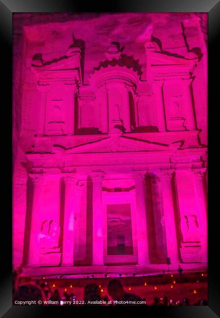 Bright Pink Treasury Illuminated Night Petra Jordan  Framed Print by William Perry