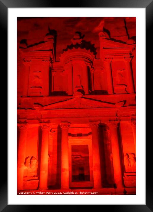 Red Treasury Illuminated Night Petra Jordan  Framed Mounted Print by William Perry