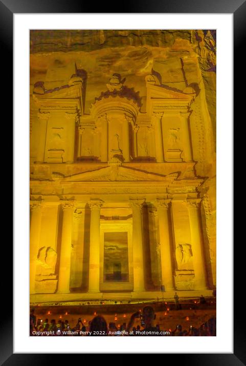Yellow Treasury Illuminated Night Petra Jordan  Framed Mounted Print by William Perry