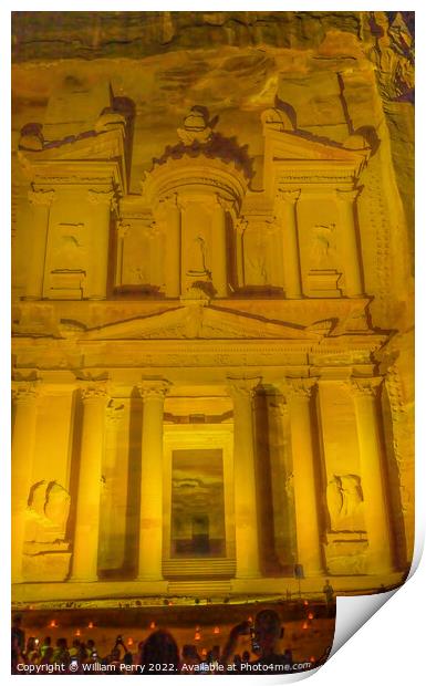 Yellow Treasury Illuminated Night Petra Jordan  Print by William Perry