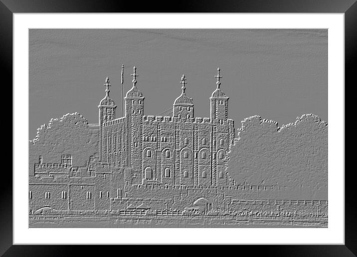 Tower of London Embossed Framed Mounted Print by Glen Allen