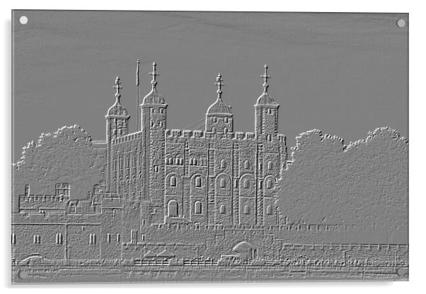 Tower of London Embossed Acrylic by Glen Allen