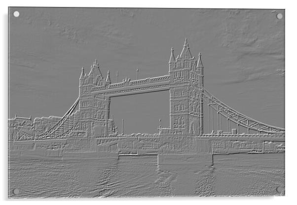Tower Bridge - Embossed Acrylic by Glen Allen
