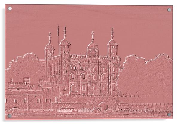 The Tower of London Embossed Rose Pink Acrylic by Glen Allen
