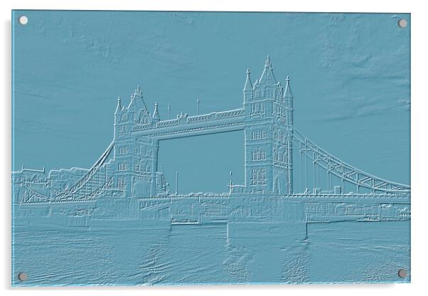 Tower Bridge Embossed Cyan Acrylic by Glen Allen