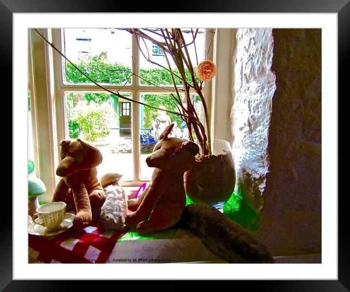 Window with toys and plant Framed Mounted Print by Stephanie Moore