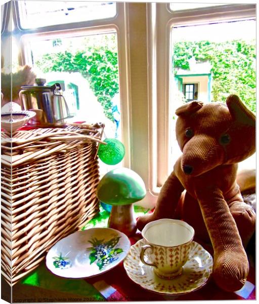 Window with toy and cup and saucers Canvas Print by Stephanie Moore