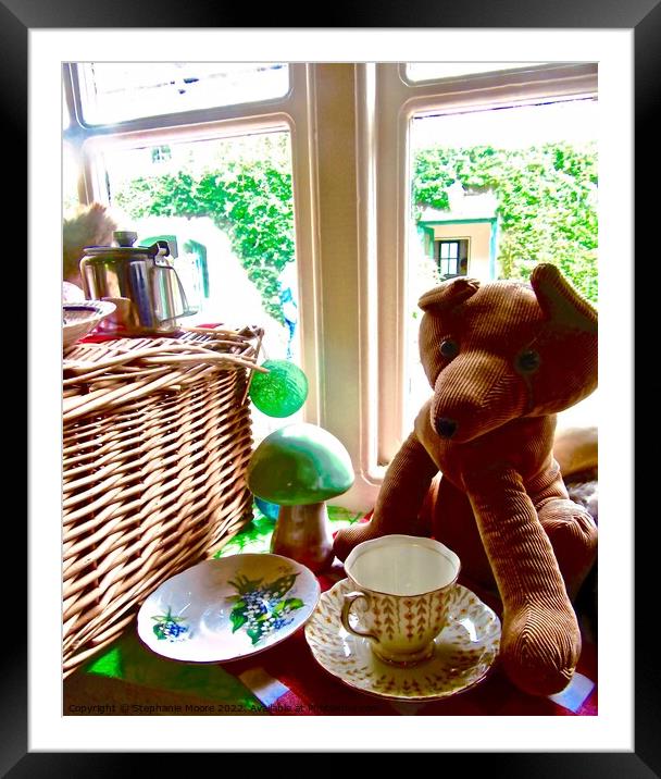 Window with toy and cup and saucers Framed Mounted Print by Stephanie Moore