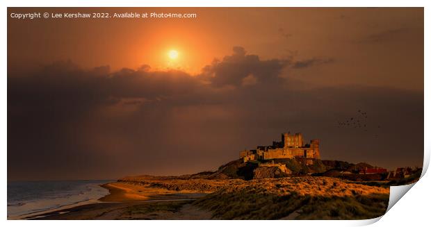 "Bamburgh Castle: A Glorious Coastal Fortress" Print by Lee Kershaw
