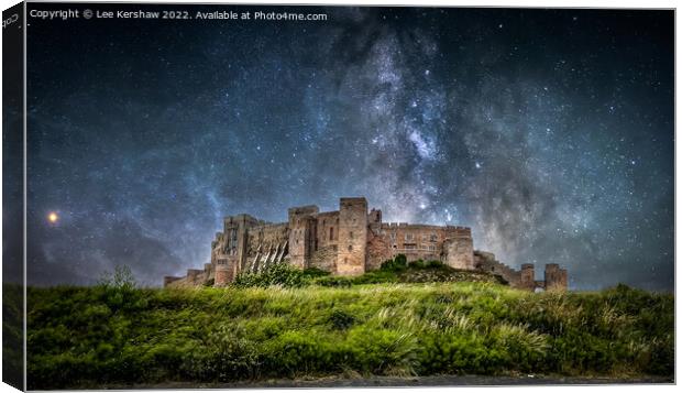 "Awe-Inspiring Bumburgh Castle Embraced by the Cel Canvas Print by Lee Kershaw