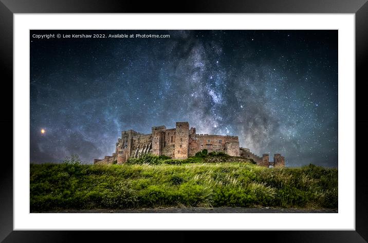 "Awe-Inspiring Bumburgh Castle Embraced by the Cel Framed Mounted Print by Lee Kershaw