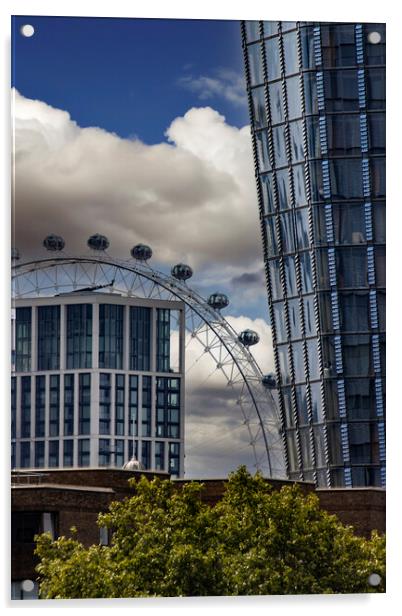 1 Blackfriars and the London Eye Acrylic by Glen Allen