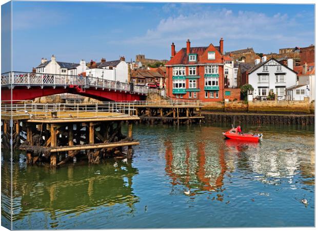 Whitby Harbour and Swing Bridge Canvas Print by Darren Galpin