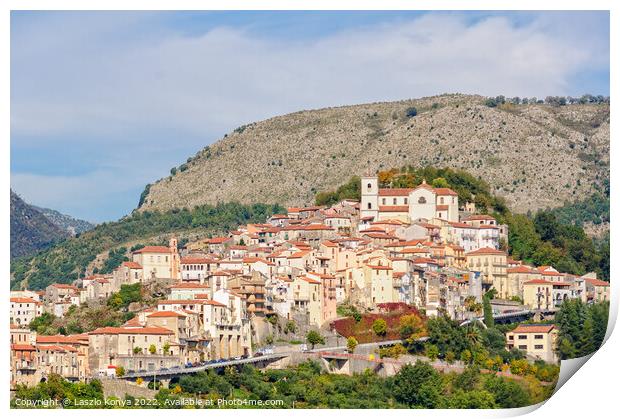 View of hill-town -  Rivello Print by Laszlo Konya
