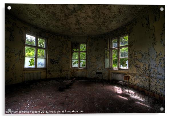 Urbex round room Acrylic by Nathan Wright