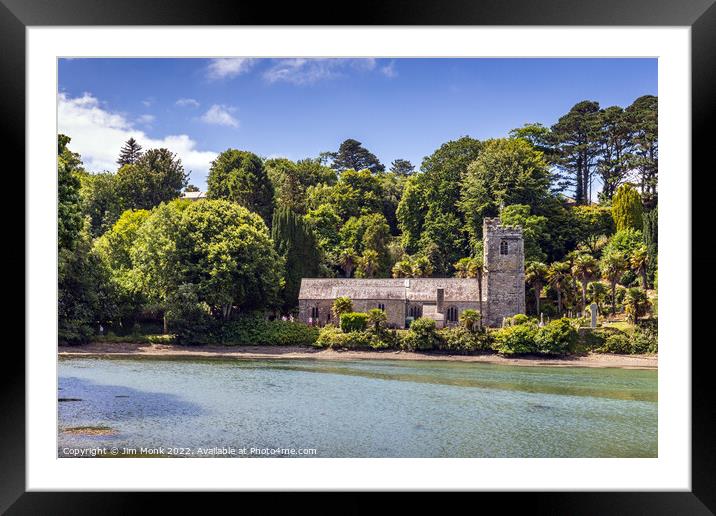 St Just in Roseland Church Cornwall Framed Mounted Print by Jim Monk