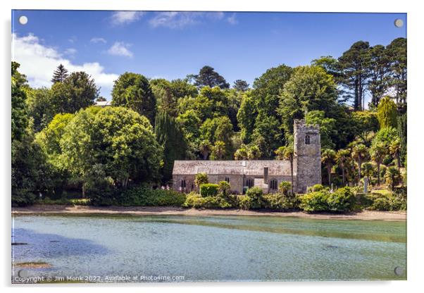 St Just in Roseland Church Cornwall Acrylic by Jim Monk