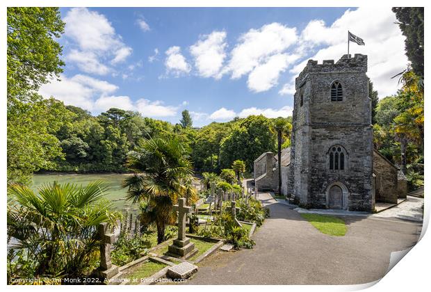 Church of St Just in Roseland, Cornwall Print by Jim Monk