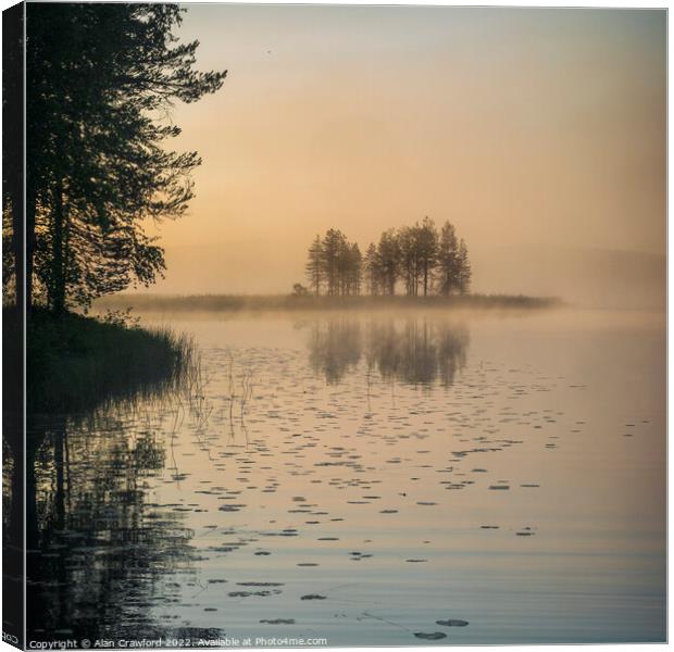 Early Morning at a lakeside in Finland Canvas Print by Alan Crawford