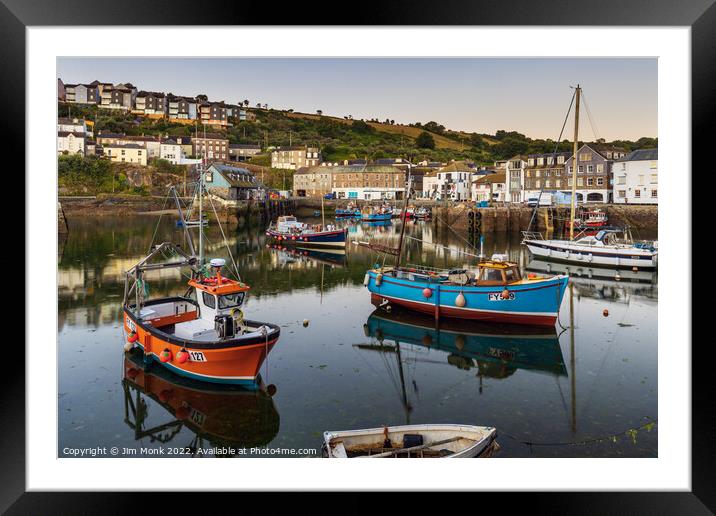 Mevagissey Harbour in Cornwall Framed Mounted Print by Jim Monk
