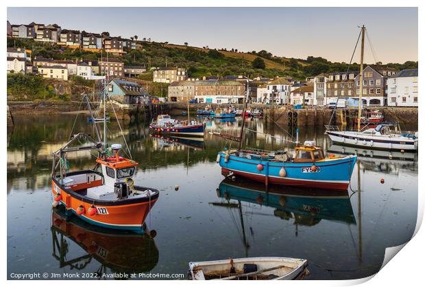Mevagissey Harbour in Cornwall Print by Jim Monk