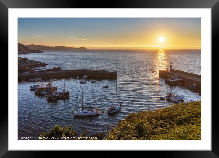 Mevagissey Harbour Sunrise Framed Mounted Print by Jim Monk