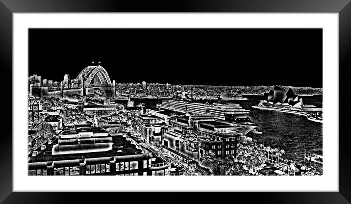 Iconic Sydney harbour  bridge and Sydney Opera Hou Framed Mounted Print by Allan Durward Photography