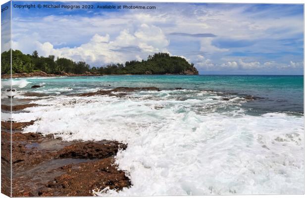 Sunny day beach view on the paradise islands Seychelles Canvas Print by Michael Piepgras