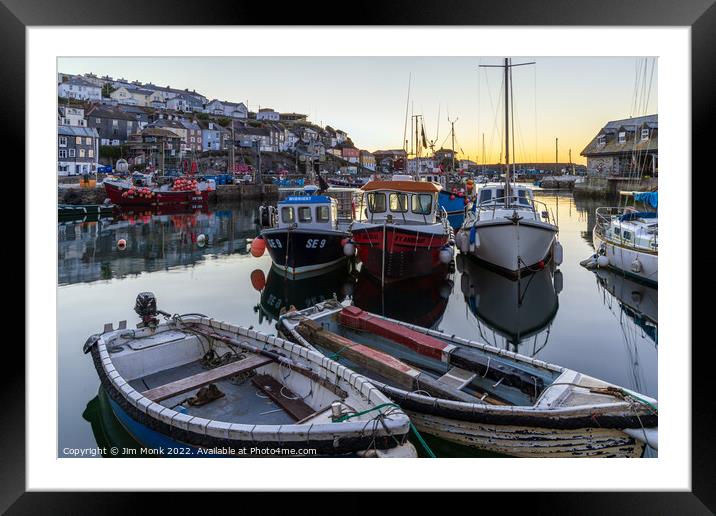 Mevagissey Dawn Framed Mounted Print by Jim Monk
