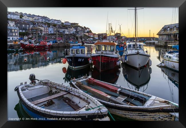 Mevagissey Dawn Framed Print by Jim Monk