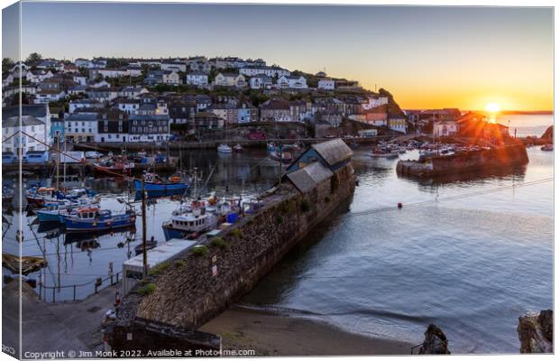 Sunrise at Mevagissey Canvas Print by Jim Monk
