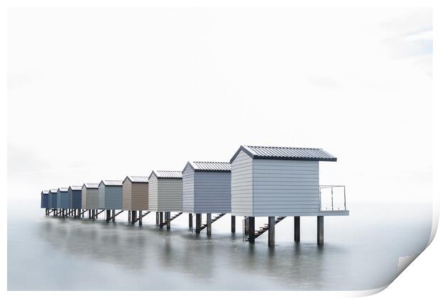 Osea Beach Huts Print by Mark Jones