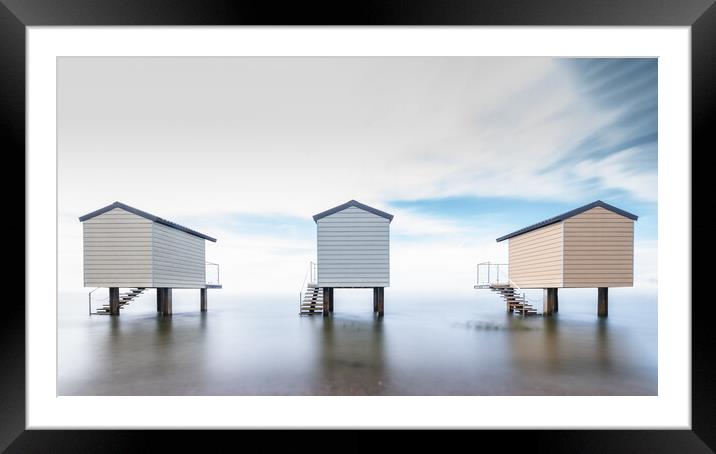 Osea Beach Huts Framed Mounted Print by Mark Jones