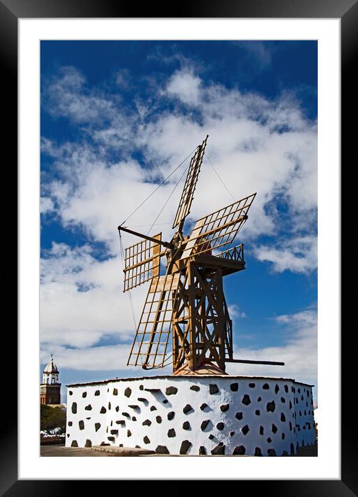 Teguise Windmill  Framed Mounted Print by Joyce Storey