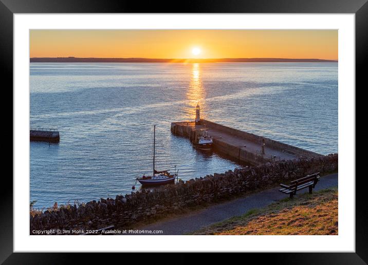 Sunrise at Mevagissey Harbour Framed Mounted Print by Jim Monk
