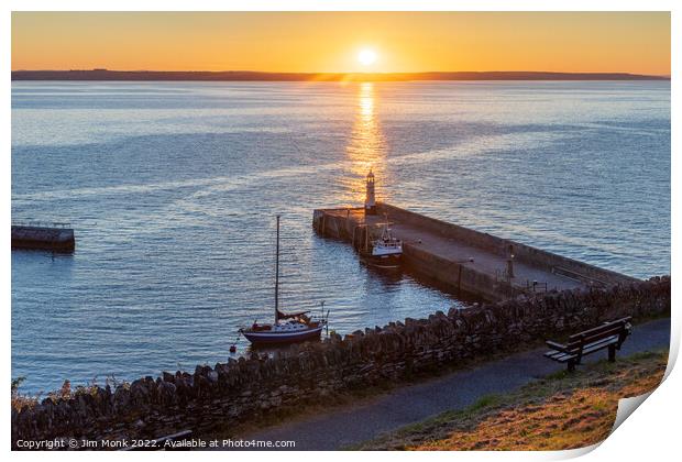 Sunrise at Mevagissey Harbour Print by Jim Monk